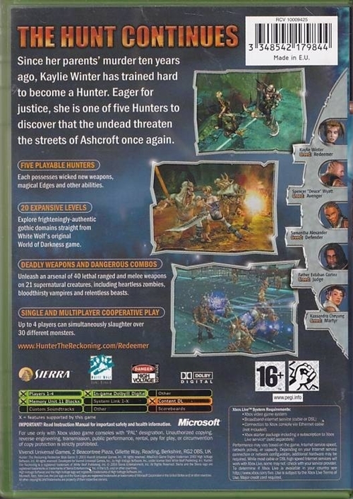 Hunter the Reckoning Redeemer - XBOX - (B Grade) (Genbrug)